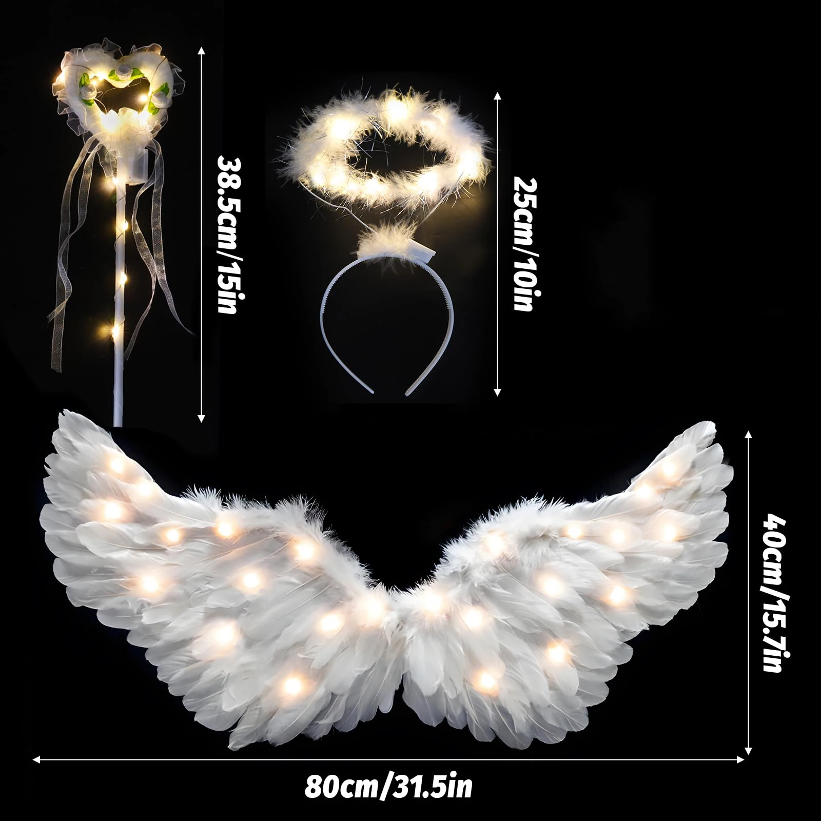 MyGiftHome 31.5" LED Light Up Angel Wings Set
