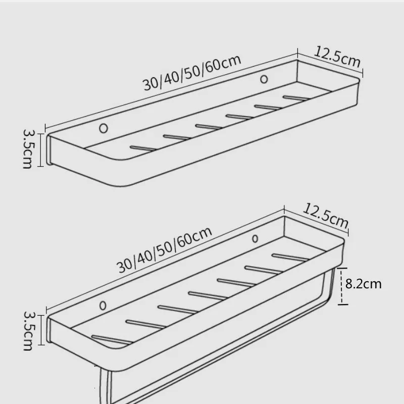 Kitchen Organizer Rack Aluminum Wall-Mounted Shampoo Cosmetic Shelves