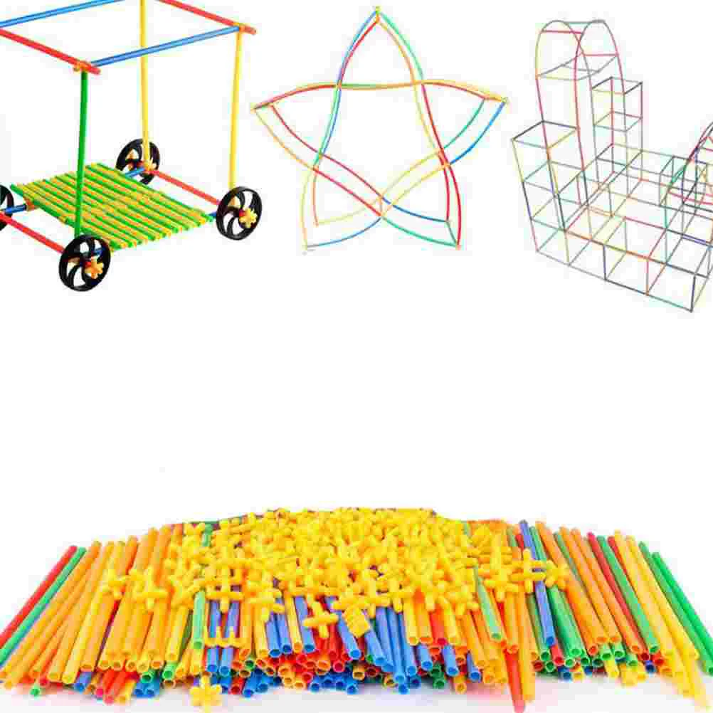 204 Pcs Kids Toys Building Pipes Construction Blocks Playing Straw Assembling Assembled Child