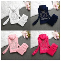 Velvet Tracksuit Women Casual Women Velvet Tracksuit Original Suit Women Outdoor sports hooded sweatshir Suit Diamond Juicy 2pc