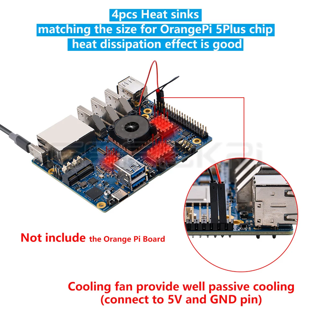 Geeekpi-orange pi Plus Dissipadores de Cobre Caixa de Dissipadores de Calor Ventilador de Refrigeração - Imagem 2