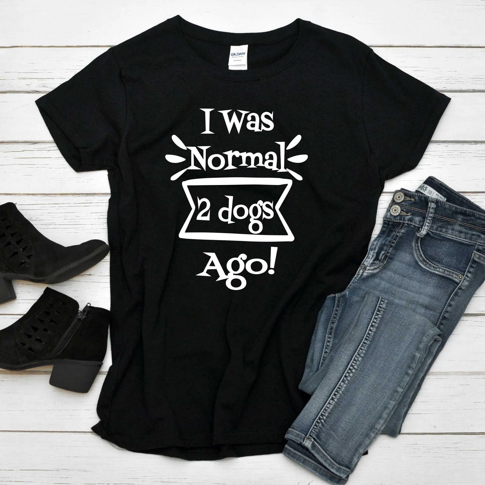 Ero Normale 2 Cani Fa T Shirt Divertente Mens O Womens Dog Top Joke Pet Lover Puppy Mum Mom Dad Best Uk Novità Idea Regalo