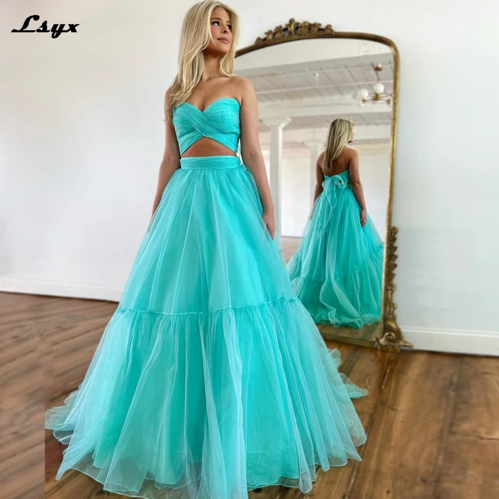 

LSYX Tiffiny Blue Prom Dresses Vestidos De Fiesta Sweetheart A-line Homecoming Graduation Dress Boho Evening Gowns 2023