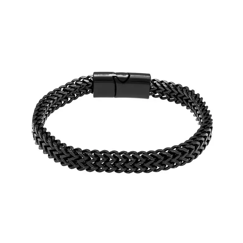 Stainless Steel Bracelets Mens Classic Silver Color Stainless Steel Braided Bracelet Metal Magnetic Closure Fashion Bracelet for Men