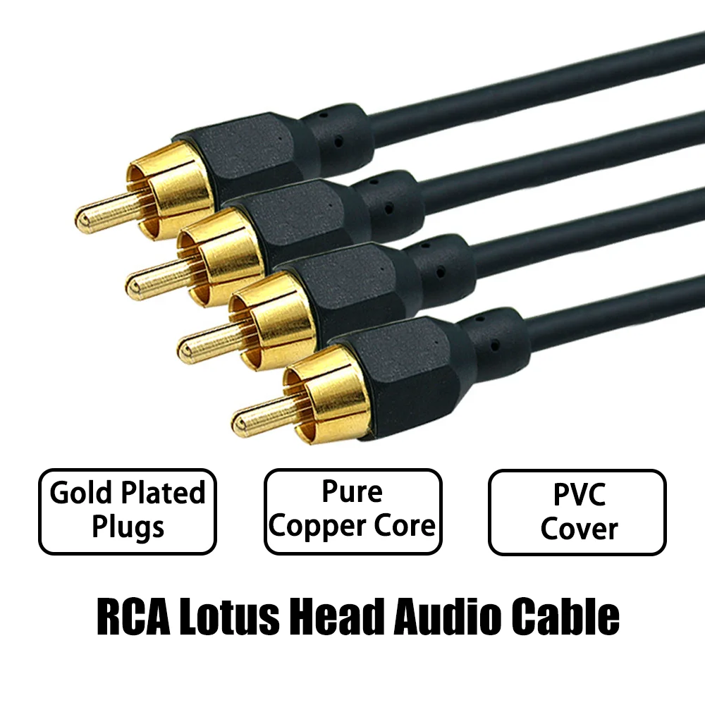 RCA Car Audio Cord Audio Signal Cable for TV DVD Player CD Soundbox Car Power Amplifier Pure Copper Core Cable 1Root