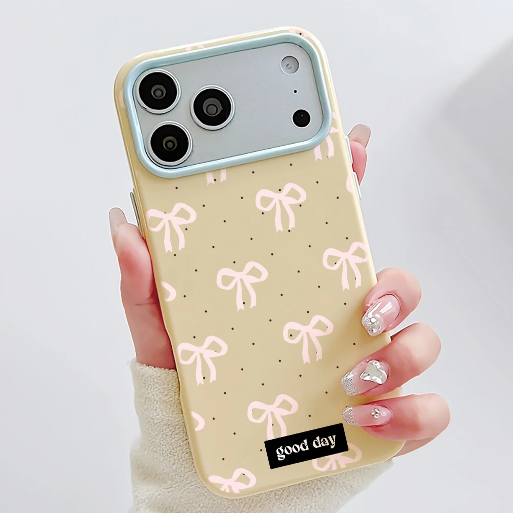 Chic Dopamine Pink Polka Dot Bow Phone Case - Soft Silicone TPU Cover