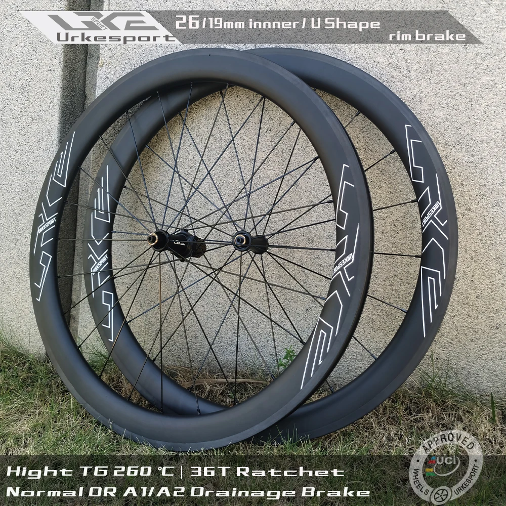 700c 26mm U Shape Road Carbon Wheels Rim Brake Ultralight Urke205 Ratchet 36T Clincher Tubeless Bike Wheelset UCI_voghion.com