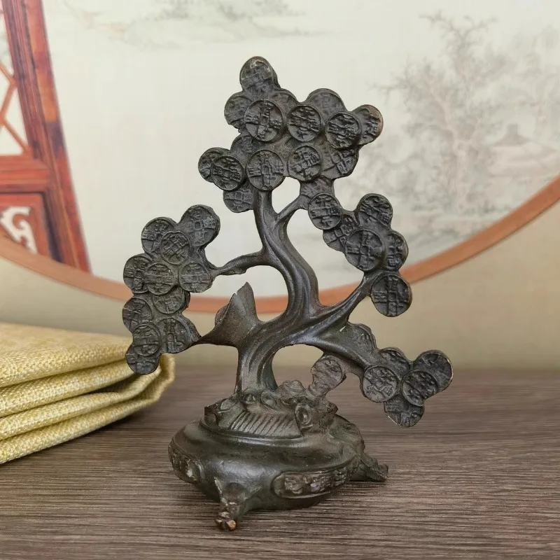 Бронзовые подержанные товары, старые предметы, наличные, корова, корнукопия, счастливые украшения, древний городской дом, старые бронзовые деньги, богатые деревья