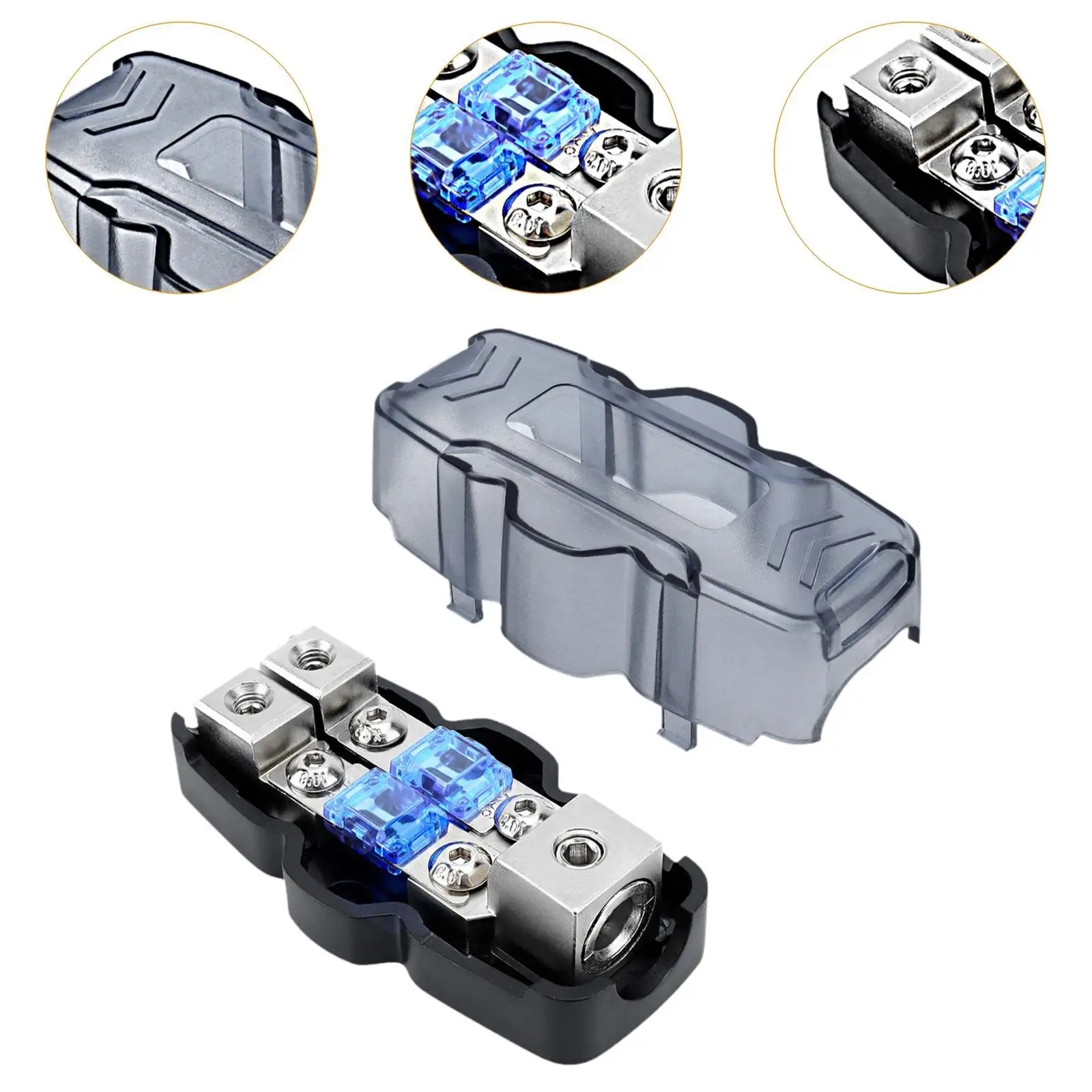 Fused Distribution Block 1 in 2 Out Output 2x 4/8 60A 80A 100A Portable Accessories Fuse Holder for Cars Rvs Yachts Ships Fused Distribution Block 1 in 2 Out Output 2x 4/8 60A 80A 100A Portable Accessories Fuse Holder for Cars Rvs Yachts Ships