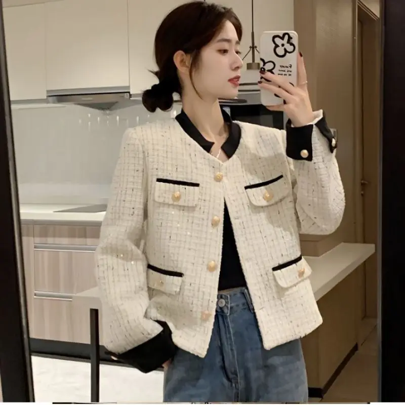 Women Temperamental Fashion Short Coat 2023 Autumn New Female Korean Style Loose Slimming Casual Versatile Pure Color Outerwear