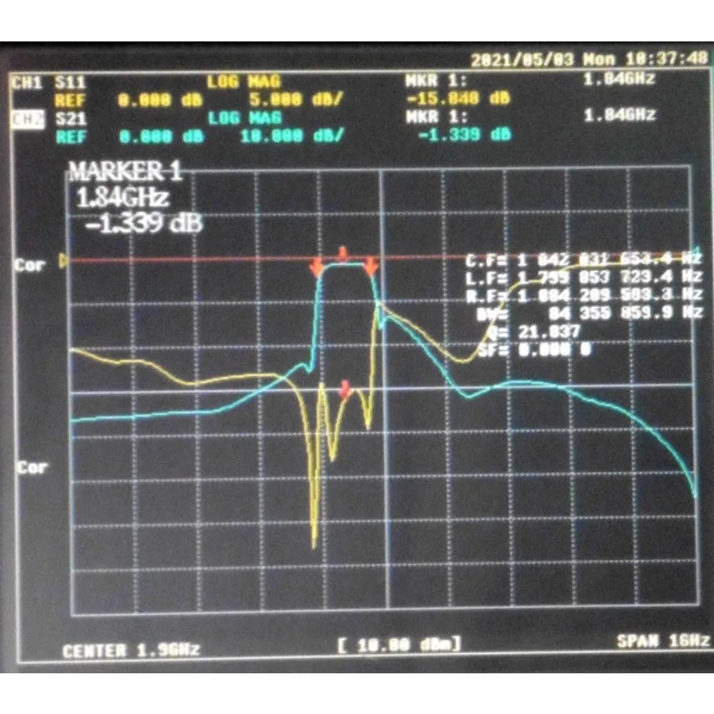 세라믹 절연 밴드패스 필터, DCS 시스템용, 패스 밴드 1810-1870MHz, 1840MHz
