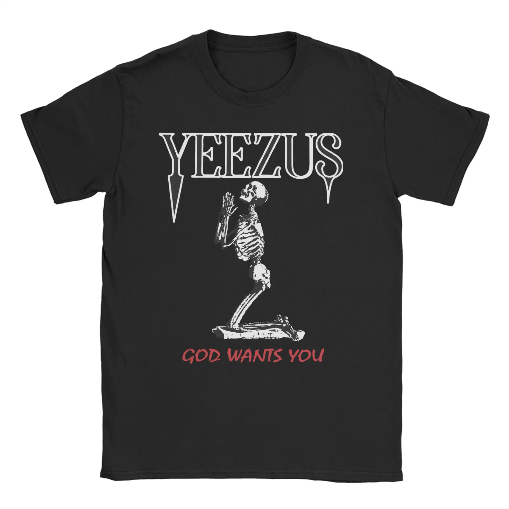 Kanye West Yeezus Skeleton Herren Damen T-Shirt Lustige T-Shirts Kurzarm-T-Shirts mit rundem Kragen 100 % Baumwolle Plus Size Tops