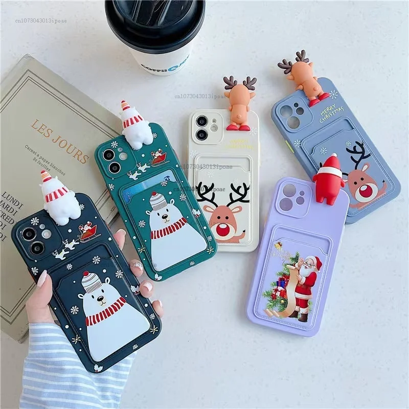 

New Year Gifts Fundas With Wallet Case christmas iphone case For iPhone 15 pro max cases 7 8 X XR XS 14 13 12 11 Pro Max case
