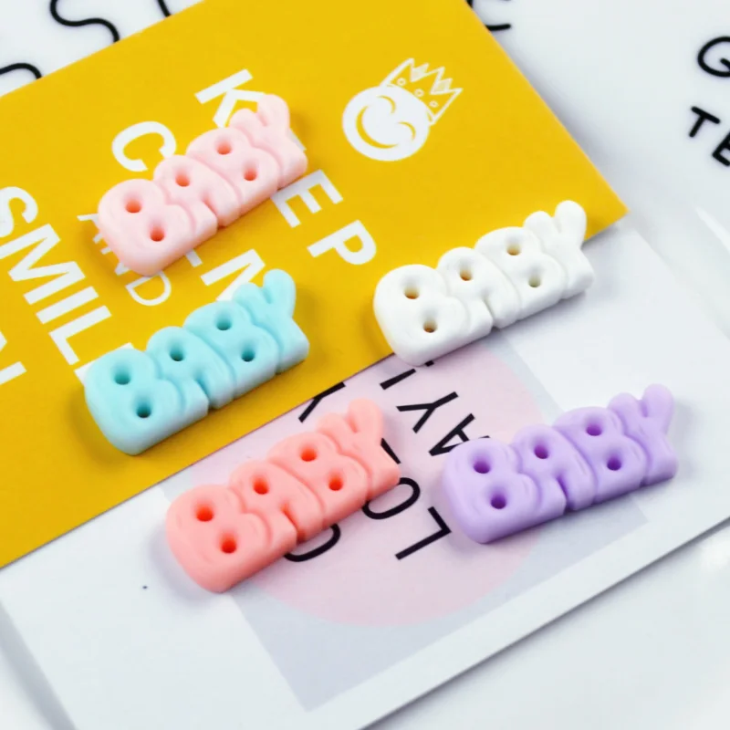 10 stücke Kawaii Baby Brief Planaren Harz Flatback Cabochons Embellissement Scrapbooking DIY Handy Fall Haar Bogen Dekoration – Detail 5