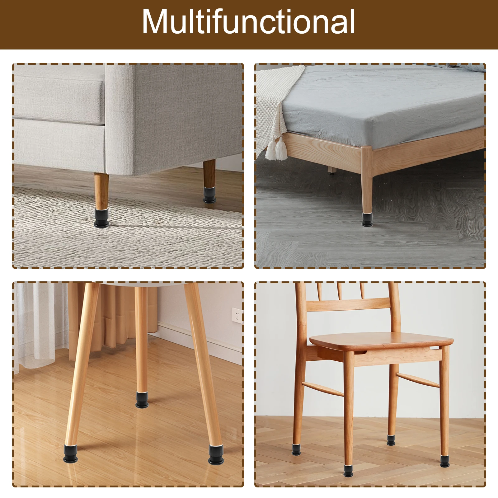 4 Pcs Furniture Riser ABS Anti Slip Sofa Desk Leg Riser 40-63MM Height Adjustable Bed Riser Telescopic Furniture Stand Support