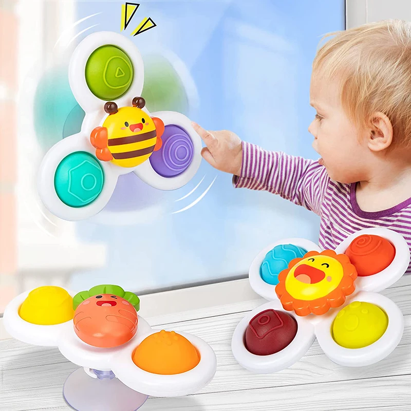 

1PCS Baby Cartoon Fingertip Gyro Toy Montessori Color Insect Gyroscope Toy Puzzle Fingertip Rattle Toys for Toddler Infant Gift