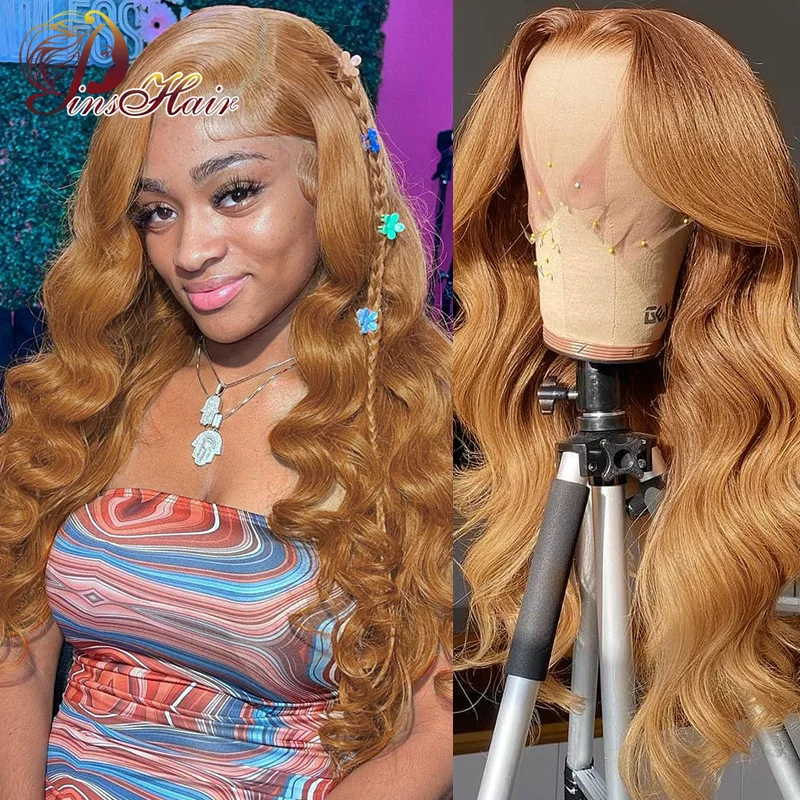 

13x4 Lace Front Human Hair Wigs Pre Plucked Ginger Blonde Colored Human Hair Wigs Brazilian Body Wave Lace Front Wigs For Women