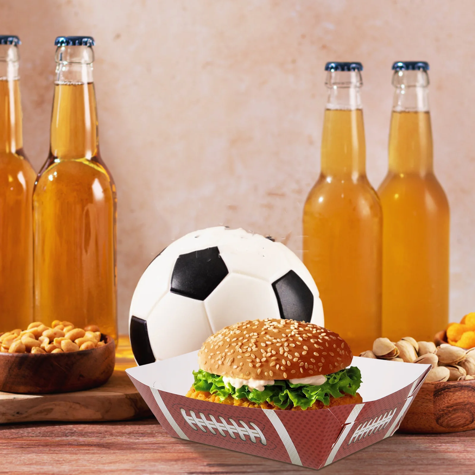 Packing Box Food Trays for Party Football Serving Paper Snack Themed Supplies Boats Rugby