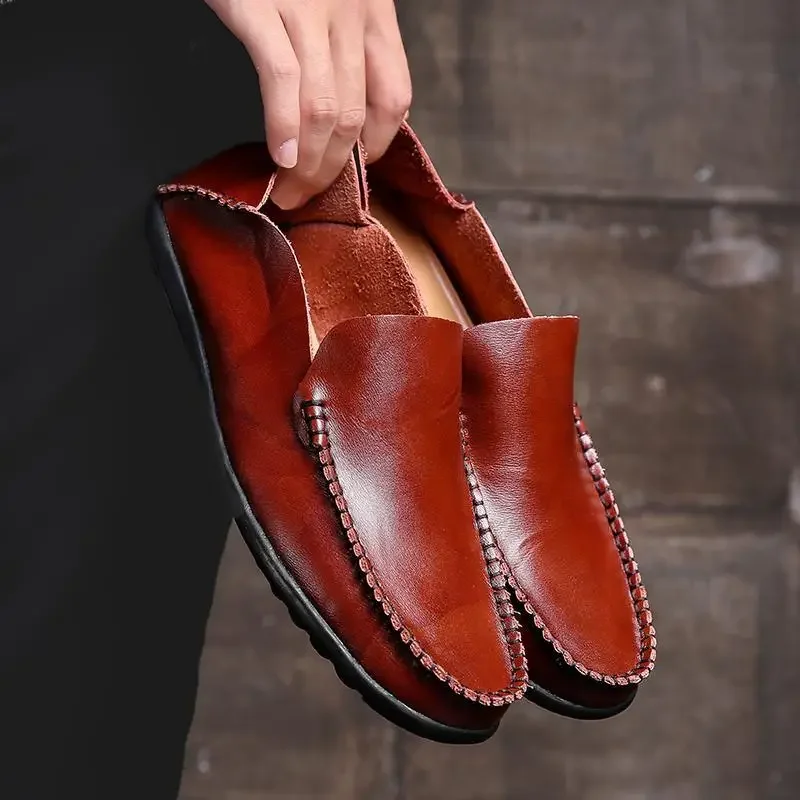 

Мужские туфли из натуральной воловьей кожи, с мягкой подошвой, без застежки