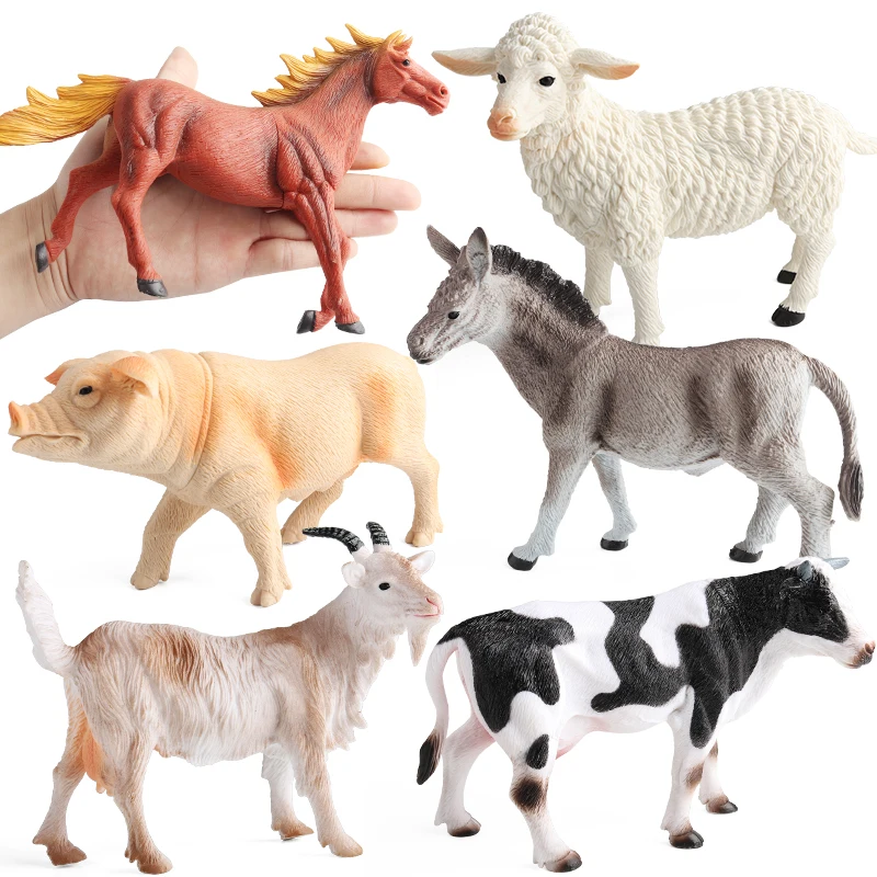 

Oenux Zoo World Farm Animal Horse Cow Pig Sheep Goat Donkey Model Action Figures Lion Tiger PVC Educational Cute Kids Toy Gift