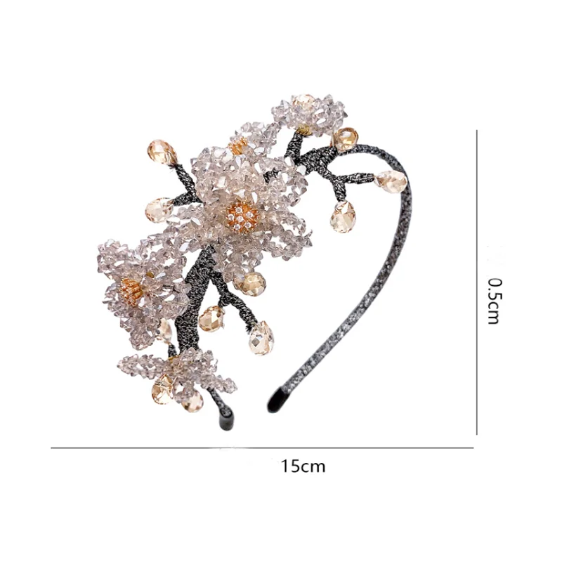 Light Pink Crystal Flower Headband For Wedding And Party_voghion.com
