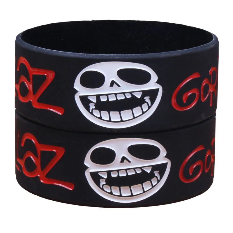 1PC England Music Band Gorillaz Silicone bracelet Hip-Hop Music Singer Wide Black Slicone Wristbands Music Fans Bangles SH313