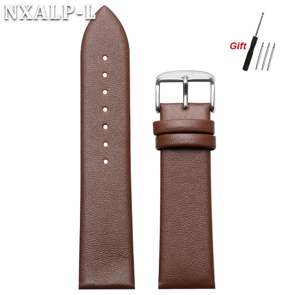 Premium Ultra-Thin Calf Leather Watch Strap - Soft Genuine Leather Band