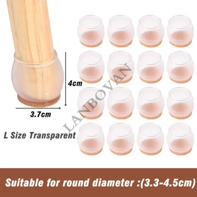 16pcs Enhanced Silicone Furniture Leg Protectors - Non-Slip Felt Pads