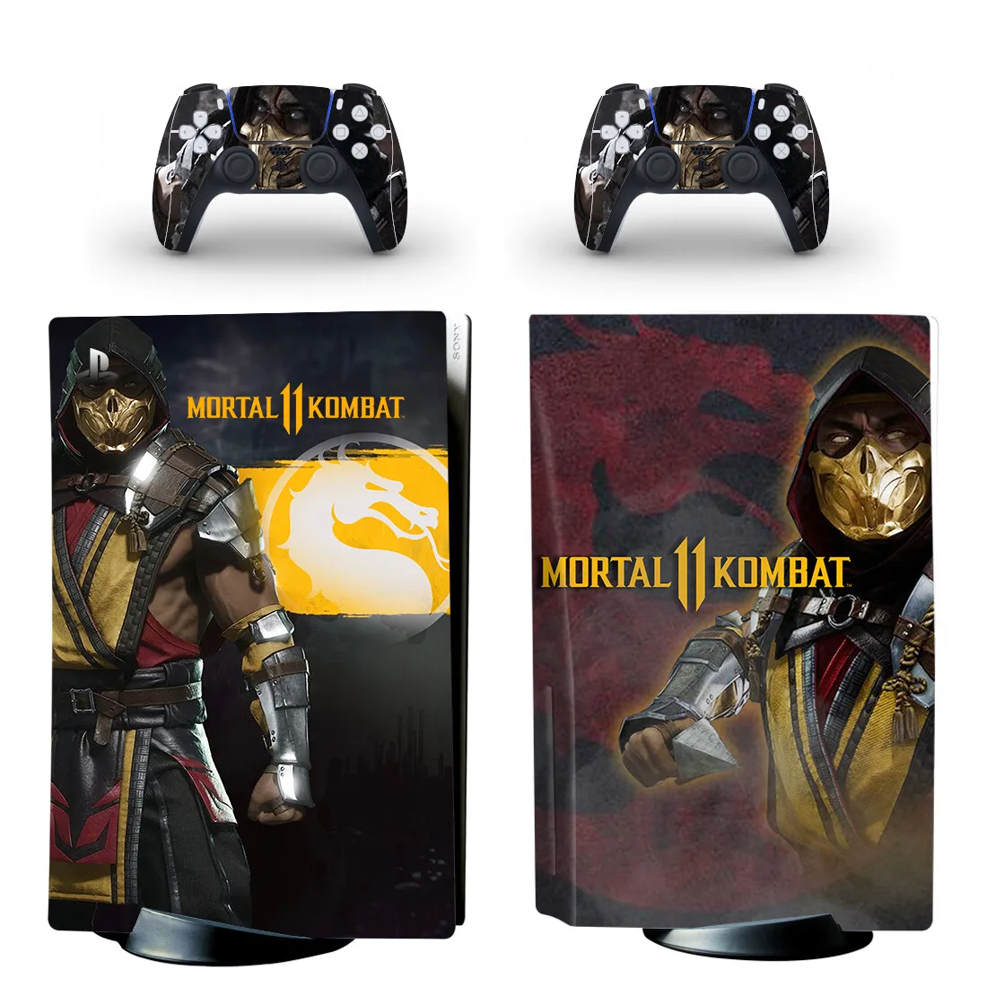 Game Mortal Kombat PS5 Disc Skin Sticker Decal Cover for Console and 2 Controllers PS5 Disk Skin Sticker Vinyl