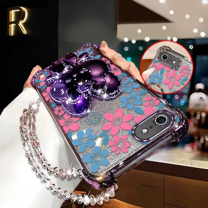 Vibrant Floral Phone Case Set with Lanyard & Stand – 3 Piece Bundle