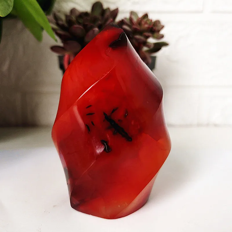 Natural Stone Red Agate Flame Crystal Lce Cream Torch Spiritual Energy Healing and Feng Shui Desk Room Decoration Maison Home 2