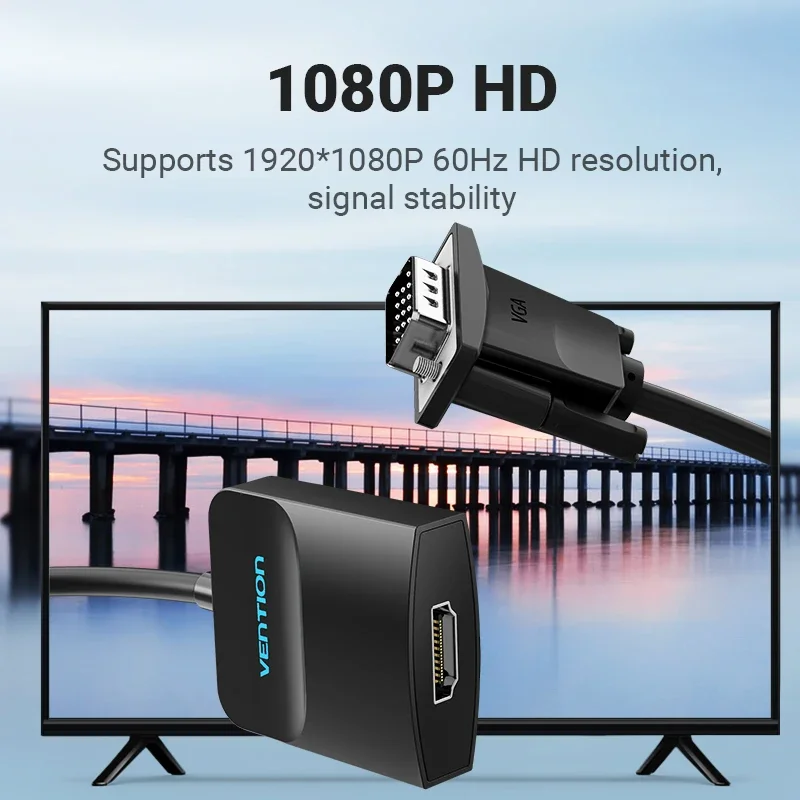 VGA to HDMI Converter Cable Analog AV to Digital Converter Adapter with Audio 1080P for PC Laptop HDTV Projector hdmi to vga adapter cable,vga cable adapter,vga to hdmi converter