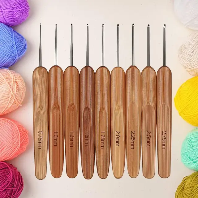 54/20pcs Bamboo Crochet Hooks Set Knitting Needles Weave Tools Yarn  Accessories Crochet Hooks Needles for Knitting Tool - AliExpress