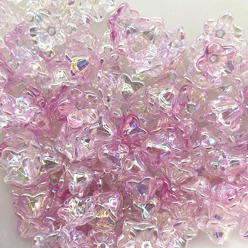 50pcs 7x13mm Gradual Change Acrylic Bellflower Beads Caps Jewelry Findings Charms Bracelets Spacer Beads for Jewelry Making