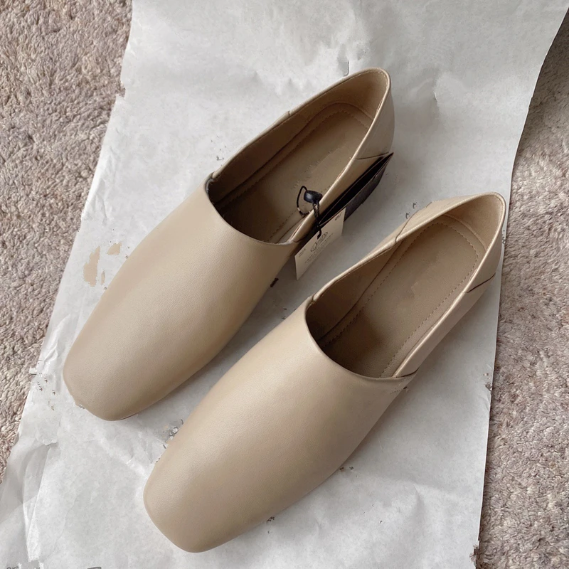 Jenny&Dave Spring Flat Shoes Summer Fashion Vintage Sheep Soft Genuine Leather Mule Shoes Women Slip-On Loafers Women