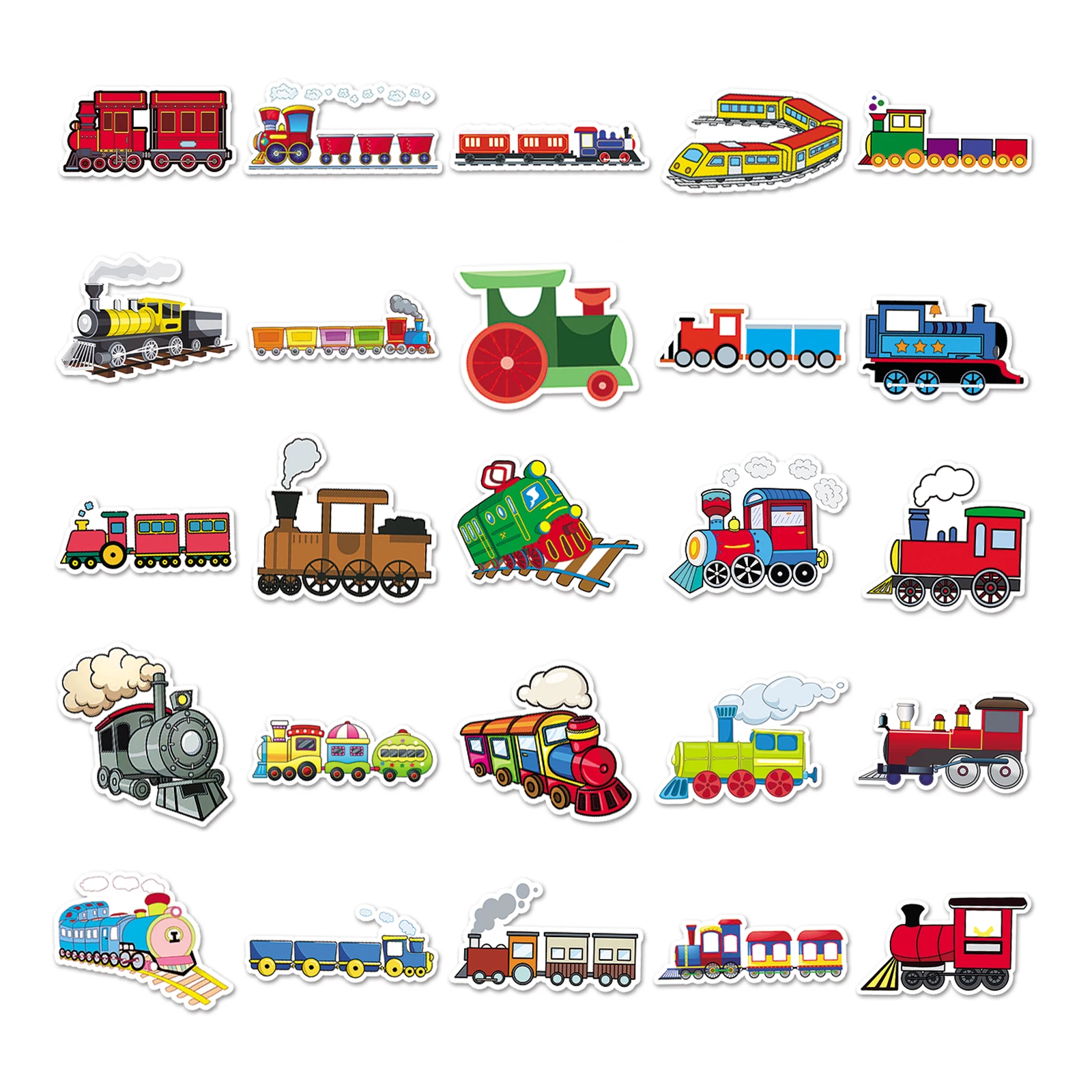 Small Train Series Cartoon Cute Waterproof Sticker Skateboarding Snowboard Retro Vinyl Sticker 50Pcs self adhesive stickers vinyl stickers