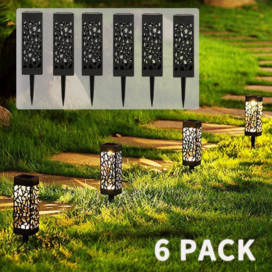 6 Pack LED Solar Lights Outdoor Waterproof IP65 Solar Lawn Lamp Garden Lights for Yard Patio Walkway Pathway Landscape Lighting