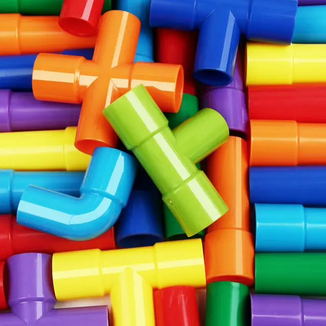 144Pcs Diy Tube Block Water Pipe Building Blocks Toys Pipeline Big Blocks Set for Toddler 3D Maze Children Toys Birthday Gift 3