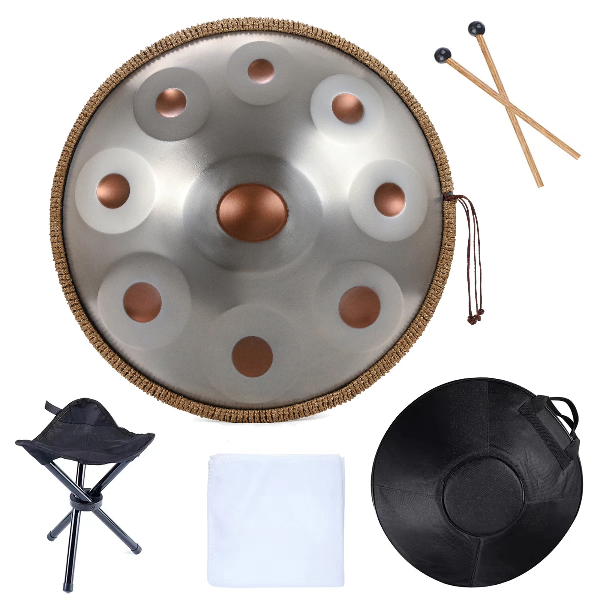 Handpan 18 Inch 9 Notes G Minor 440HZ Pantam Steel Tongue Drum Hand pan Yoga Meditation Beginner Musical Instruments