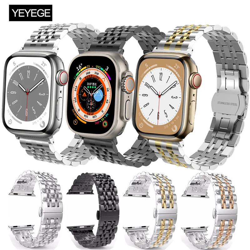 

Stainless Steel Strap For Apple watch band 45mm 44mm 42mm 40 38mm Butterfly Buckle Bracelet For iWatch Ultra 49mm 8 7 Band SE 6
