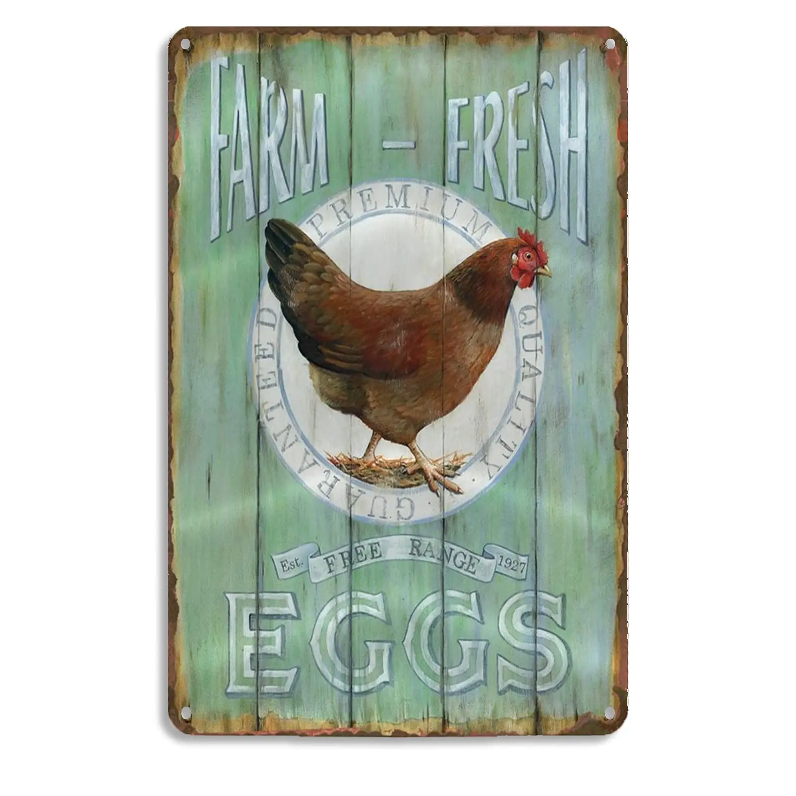 

Lesiker Farm Tin Sign, Farm Fresh Free Range Eggs Metal Bar Pub Poster 12" X 8"in