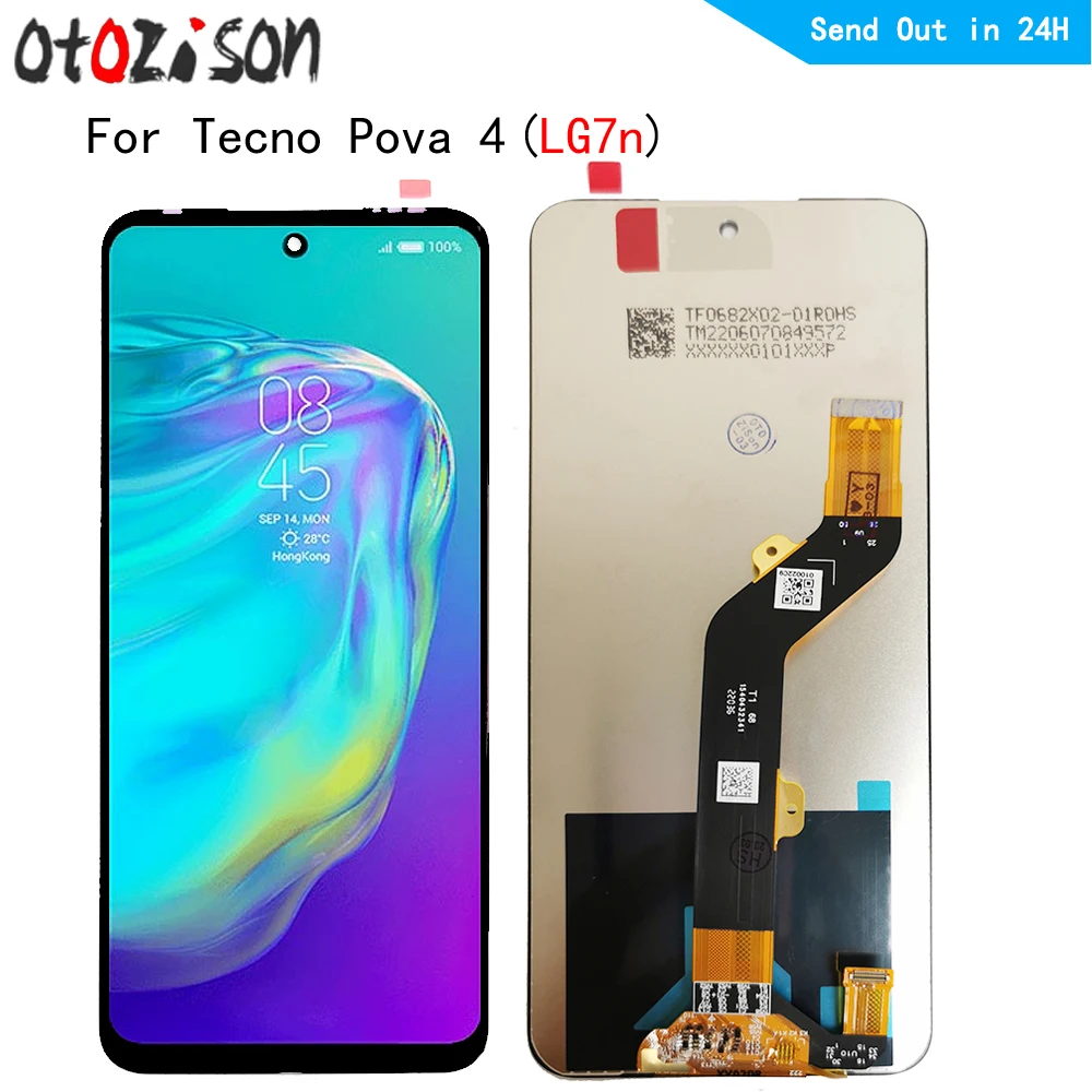 

6.82" IPS LCD Display For Tecno Pova 4 LG7n Screen Touch Digitizer Sensor With Frame Assembly Display Parts For Tecno Pova4