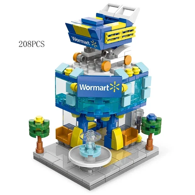 2025 Mini Shop Market Street View Sets Model Building Blocks Hamburger Restaurant Retail Store Creative Architecture Friend 6