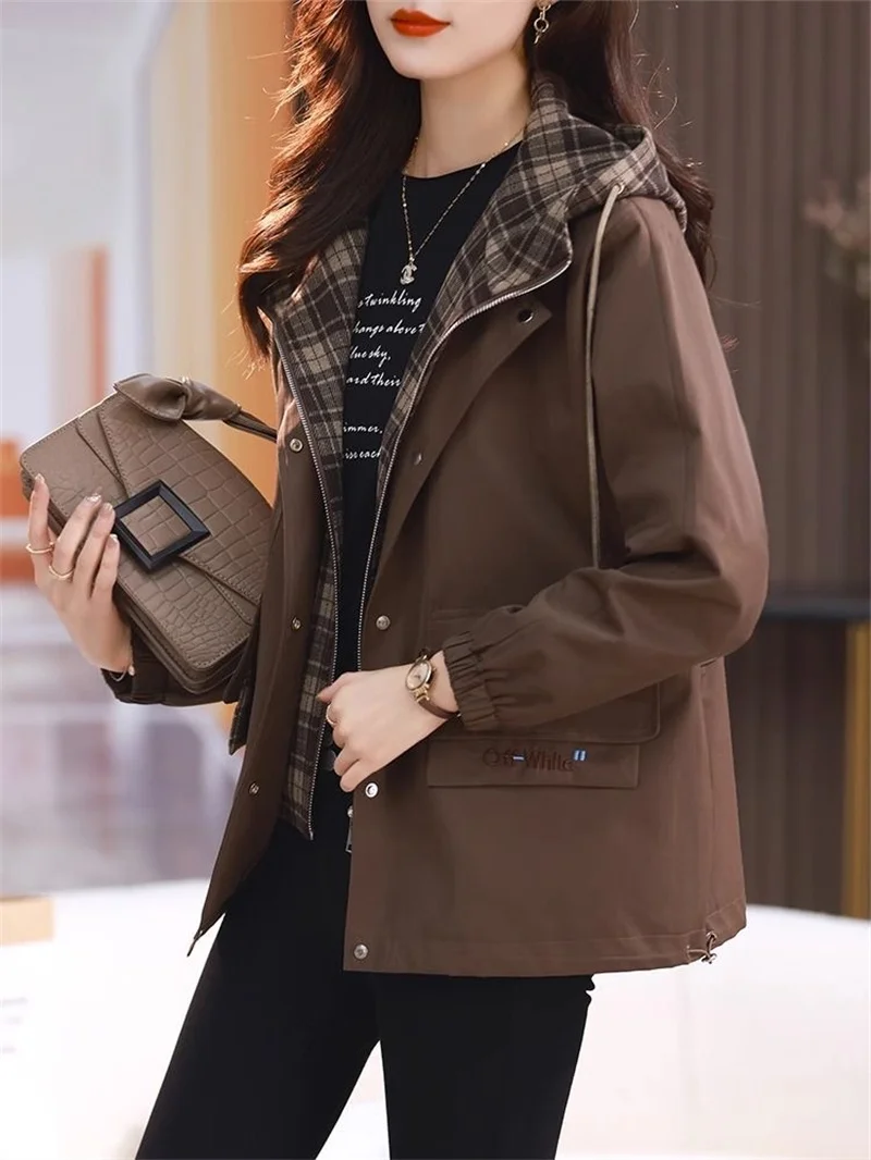 ladies suit tall high grade coat 2023 new spring and autumn leisure net red fried street burst small suit coffee color wr013 2024 New Spring Autumn Burst Short Coat Ladies Wear Small Mother Jacket British Trench Coat Fashion Temperament Women's Blouse