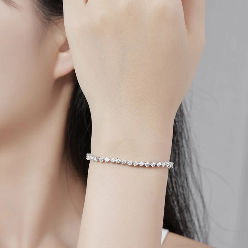 NeeTim 3mm Moissanite Tennis Bracelet for Women 3 Claws Full Diamond S925 Sterling Silver with GRA Plated White Gold Bracelets NeeTim 3mm Moissanite Tennis Bracelet for Women 3 Claws Full Diamond S925 Sterling Silver with GRA Plated White Gold Bracelets