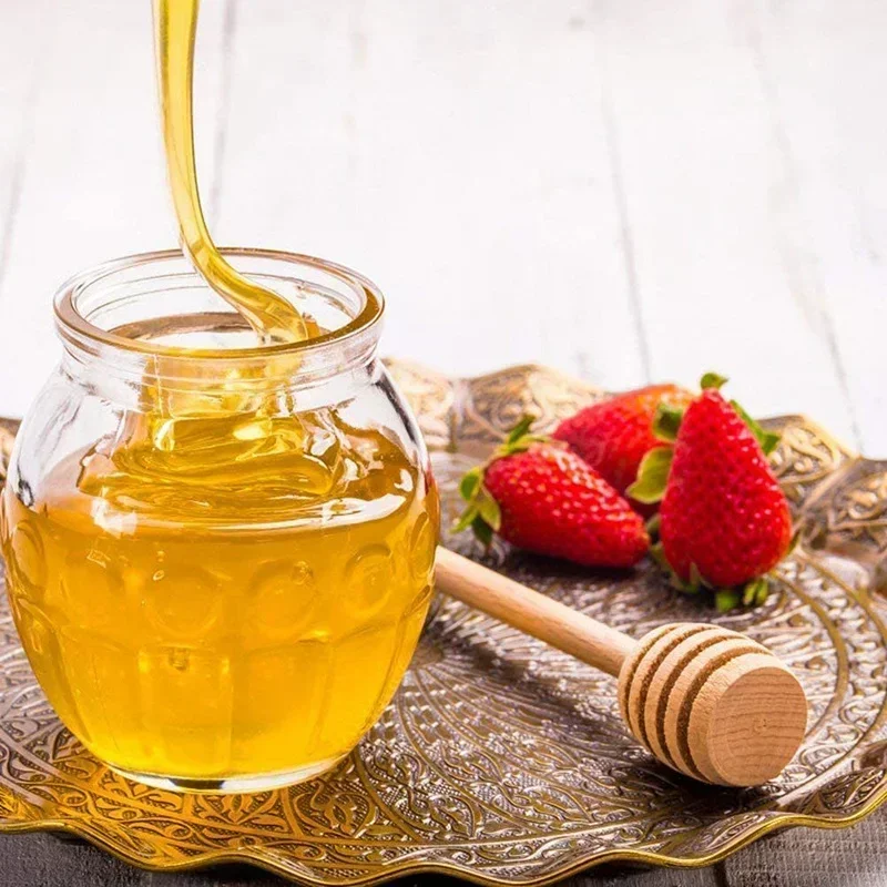 Wooden Spoon 20pcs Honey Stir Bar Mixing Handle Jar Spoon Honey Kitchen Accessories