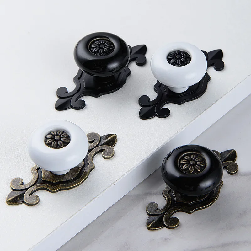 

10Pcs/Sets Furniture Ceramic Handle Cabinet Drawer Wardrobe Shoe Cabinet Ceramic Handle Knob Pulls Furniture Hardware Accessorie