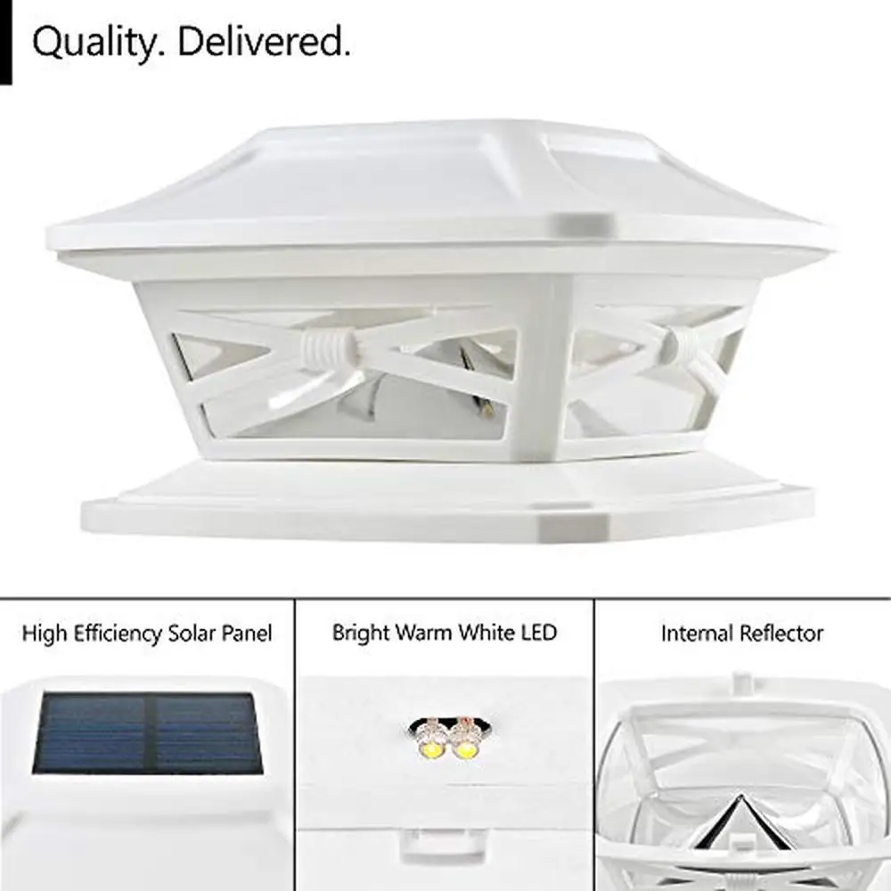 Solar LED Post Cap Lights 8 Pack 4x4 5x5 6x6 Wooden Posts Bright Warm White Light Cordless & Waterproof Includes Different Bases