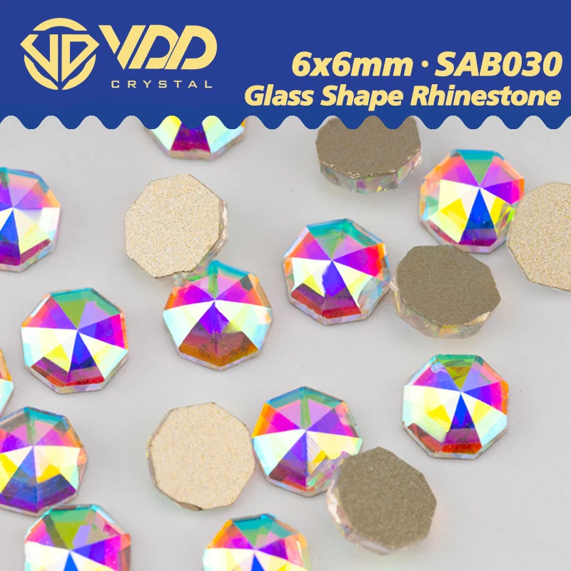 VDD 6x6mm 100/500/1440 Stücke Form Glas Kristall Strass Kristall AB Flache Rückseite Helle Diamant DIY Nail art Zubehör SAB30
