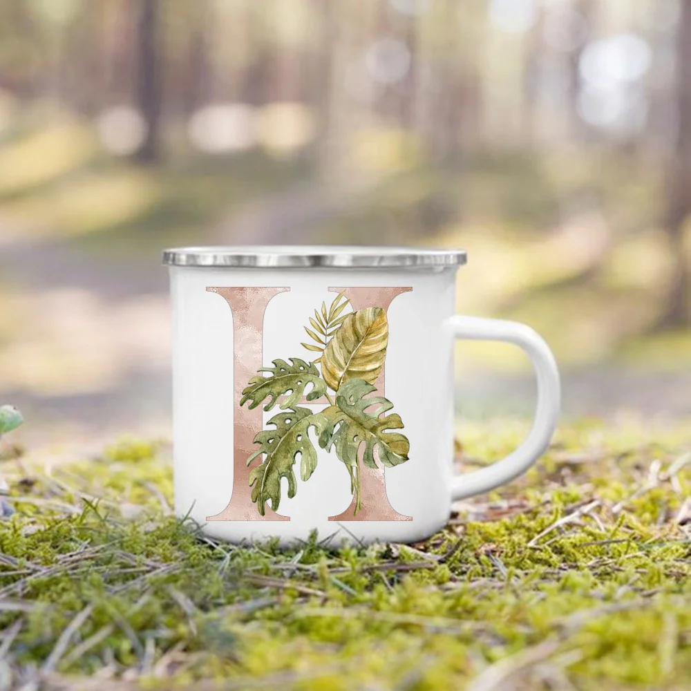 Кружка с принтом тропических растений, оригинальная кофейная чашка, летняя  женская эмалированная Кружка с ручкой для кемпинга, Пляжная кружка для  отпуска Gftis | AliExpress